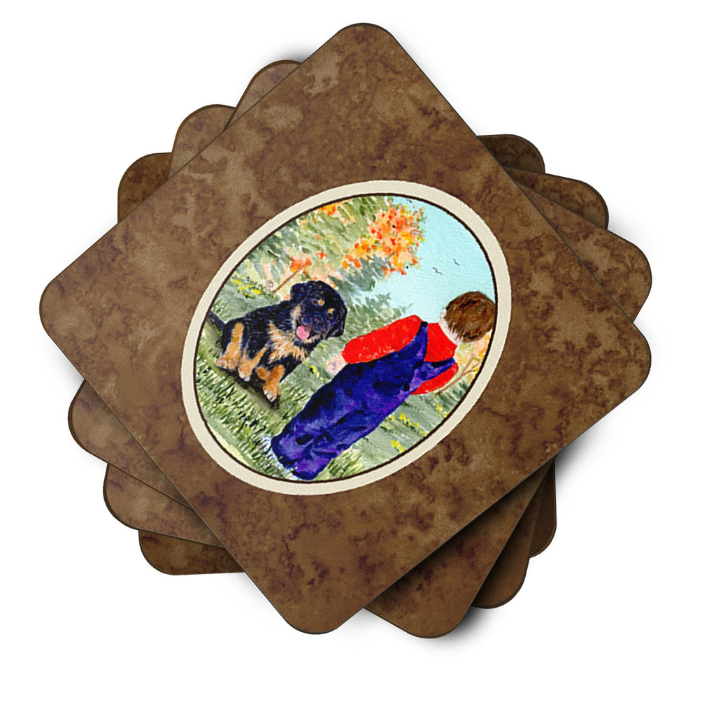 Tibetan Mastiff Foam Coasters Set of 4 Cup Coasters for Indoor Outdoor, Tabletop Protection, Anti Slip, Mouse pad Material