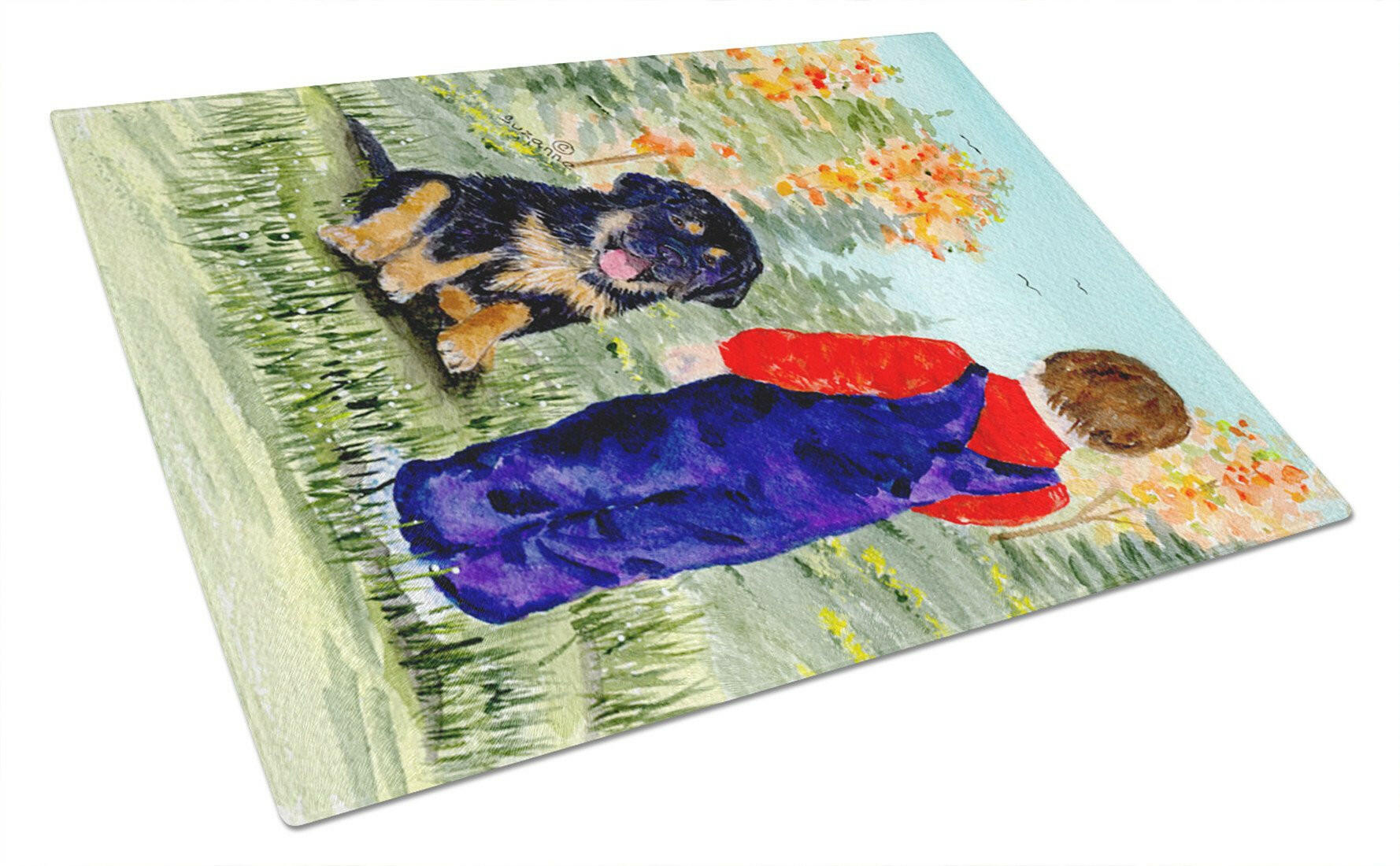 Tibetan Mastiff Cutting Board Tempered Glass Kitchen Cutting Surface, Heat Resistant Chopping, Non-Slip Feet, Food Prep & Serving