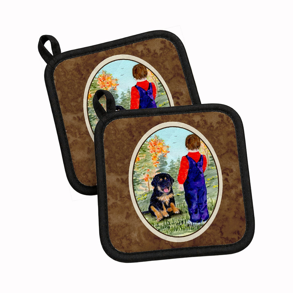 Tibetan Mastiff Pot Holder Set of 2 Heat Resistant Quilted Hot Pads 7.5 x 7.5 Inch, Insulated Kitchen Trivets for Cooking & Baking