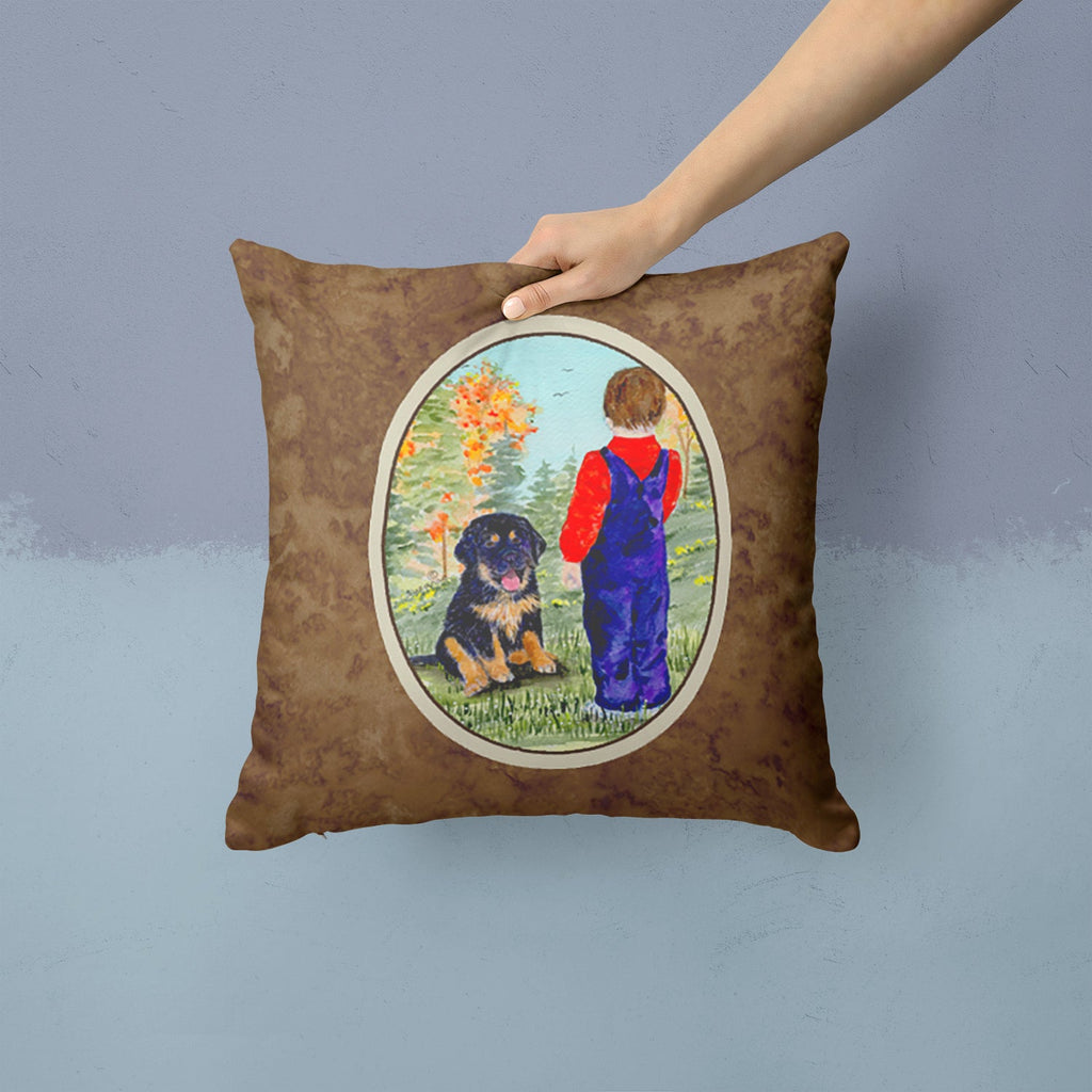 Tibetan Mastiff Decorative Throw Pillow 14x14 Indoor Outdoor Accent Cushion, Fabric Cover with Insert for Sofa, Bed, Porch & Living Room