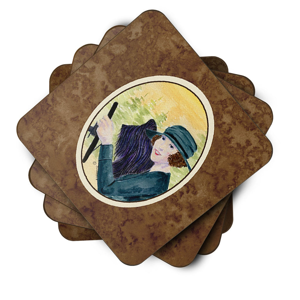 Lady driving with her Briard Foam Coasters Set of 4 Cup Coasters for Indoor Outdoor, Tabletop Protection, Anti Slip, Mouse pad Material