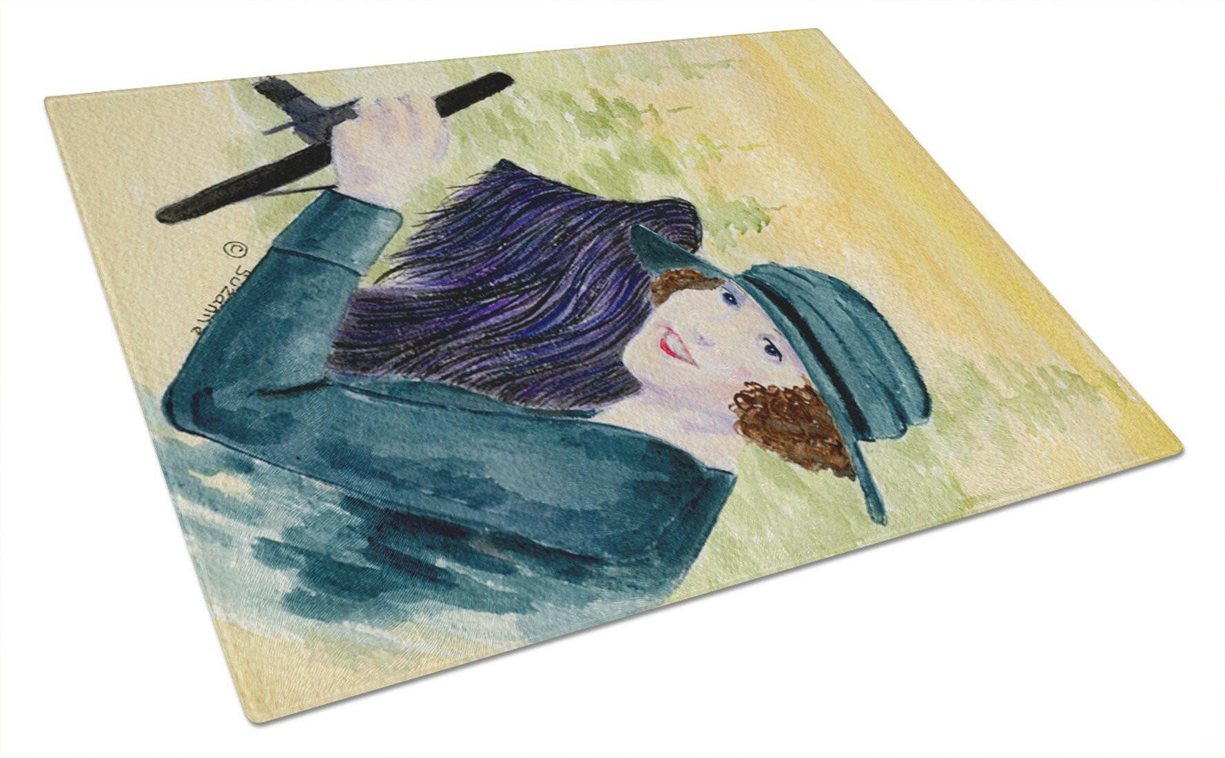 Lady driving with her Briard Cutting Board Tempered Glass Kitchen Cutting Surface, Heat Resistant Chopping, Non-Slip Feet, Food Prep & Serving