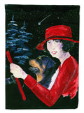 Lady driving with her Rottweiler House Flag 28x40 Porch Sleeve Pole Decorative Outside Yard Banner Artwork Wall Hanging, Polyester