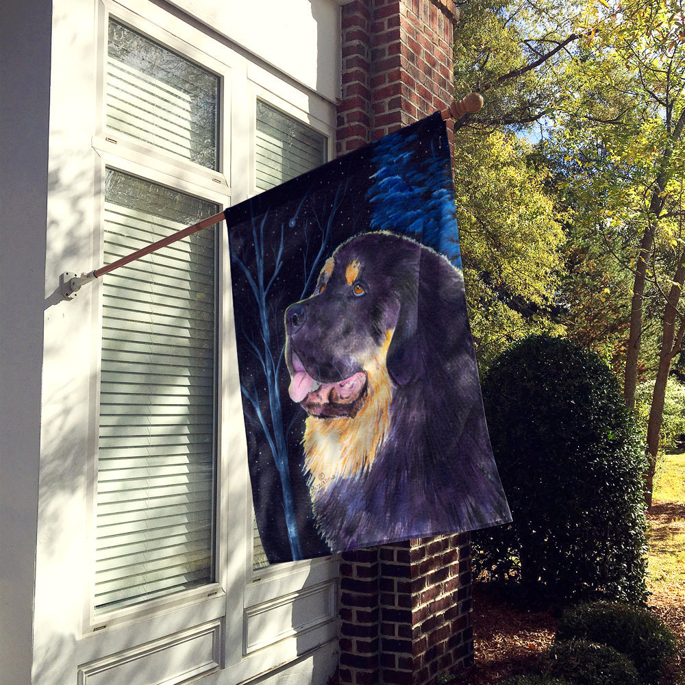 Starry Night Tibetan Mastiff House Flag 28x40 Porch Sleeve Pole Decorative Outside Yard Banner Artwork Wall Hanging, Polyester