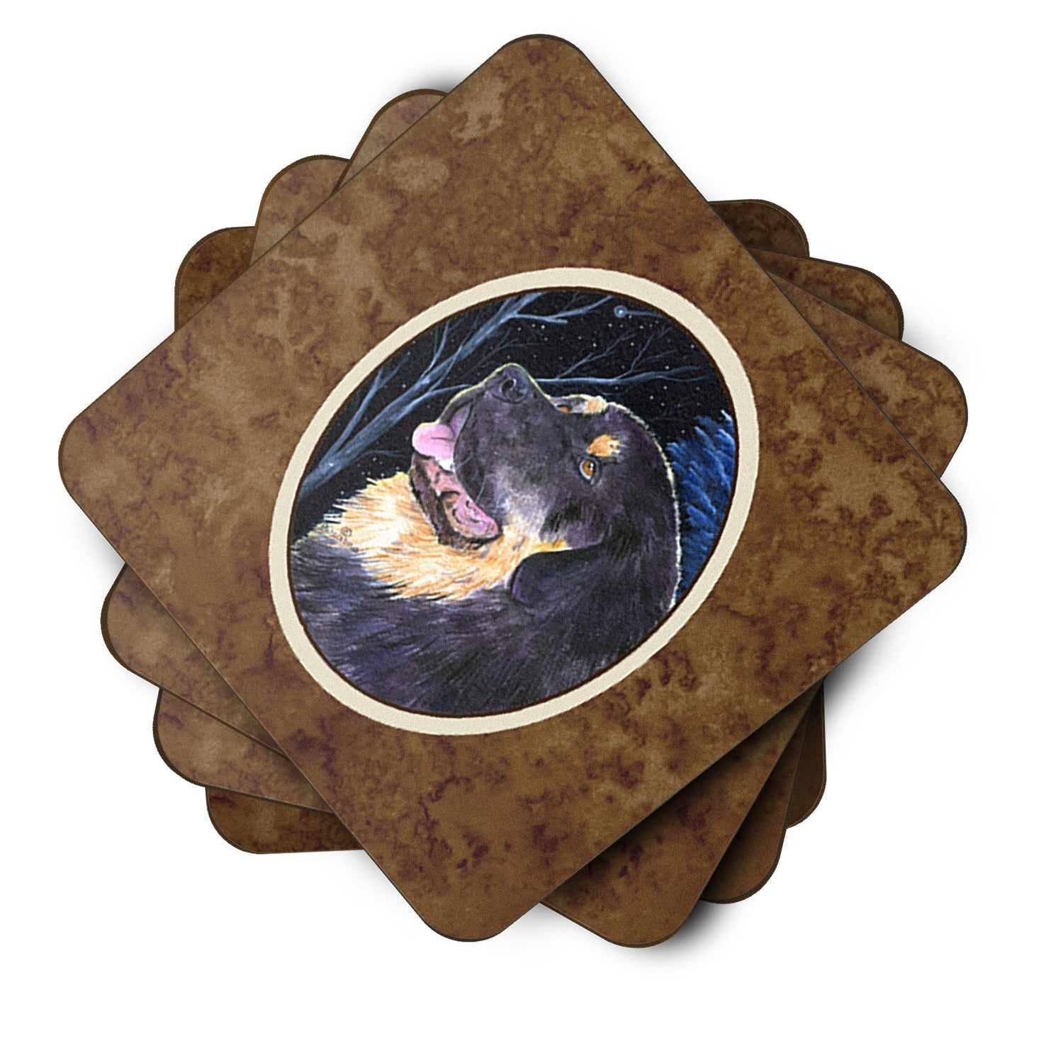 Starry Night Tibetan Mastiff Foam Coasters Set of 4 Cup Coasters for Indoor Outdoor, Tabletop Protection, Anti Slip, Mouse pad Material
