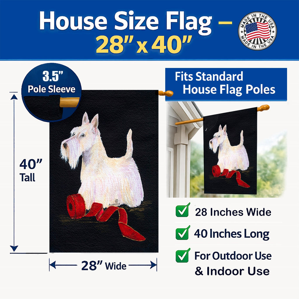 Scottish Terrier House Flag 28x40 Porch Sleeve Pole Decorative Outside Yard Banner Artwork Wall Hanging, Polyester