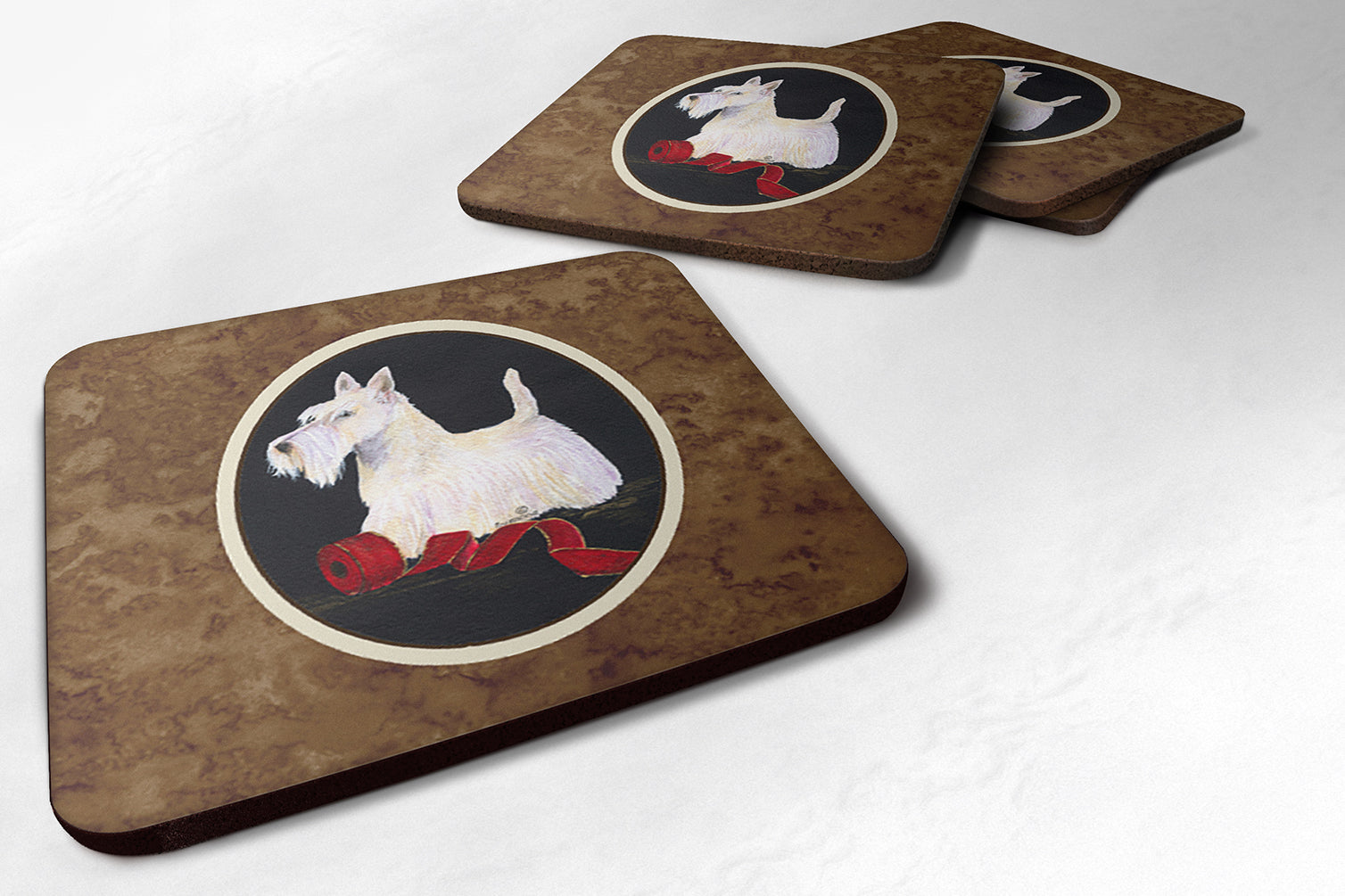 Scottish Terrier Foam Coasters Set of 4 Cup Coasters for Indoor Outdoor, Tabletop Protection, Anti Slip, Mouse pad Material