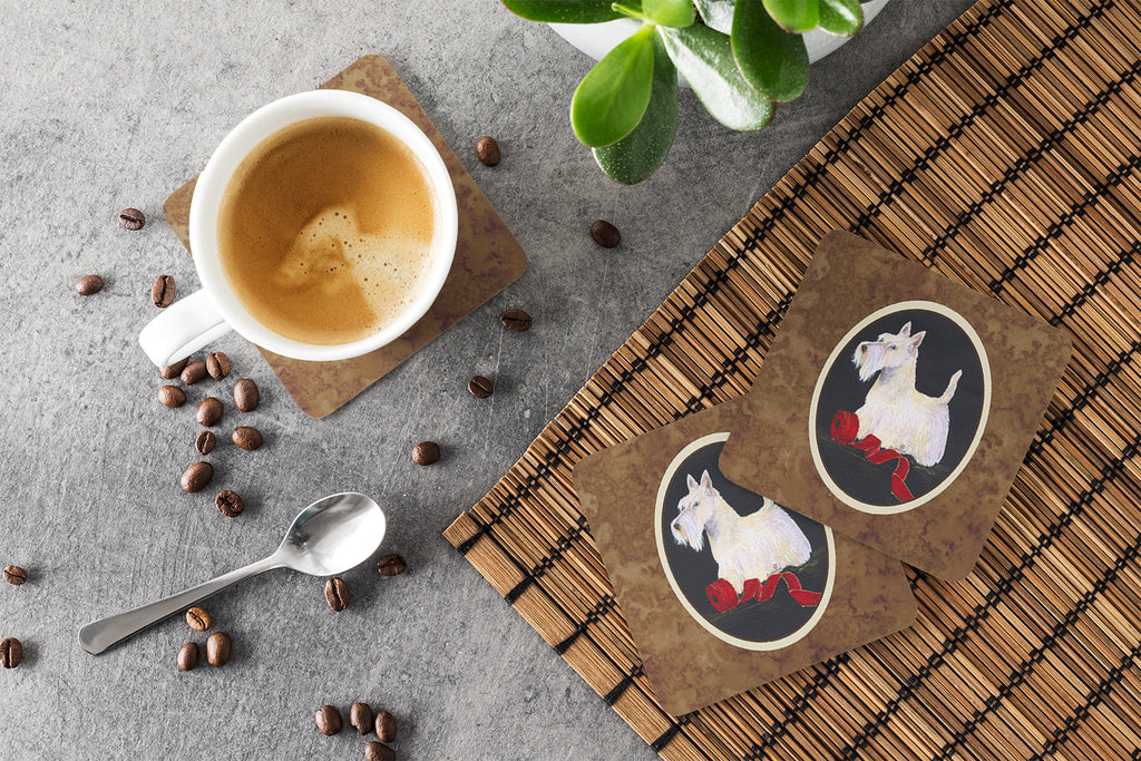 Scottish Terrier Foam Coasters Set of 4 Cup Coasters for Indoor Outdoor, Tabletop Protection, Anti Slip, Mouse pad Material