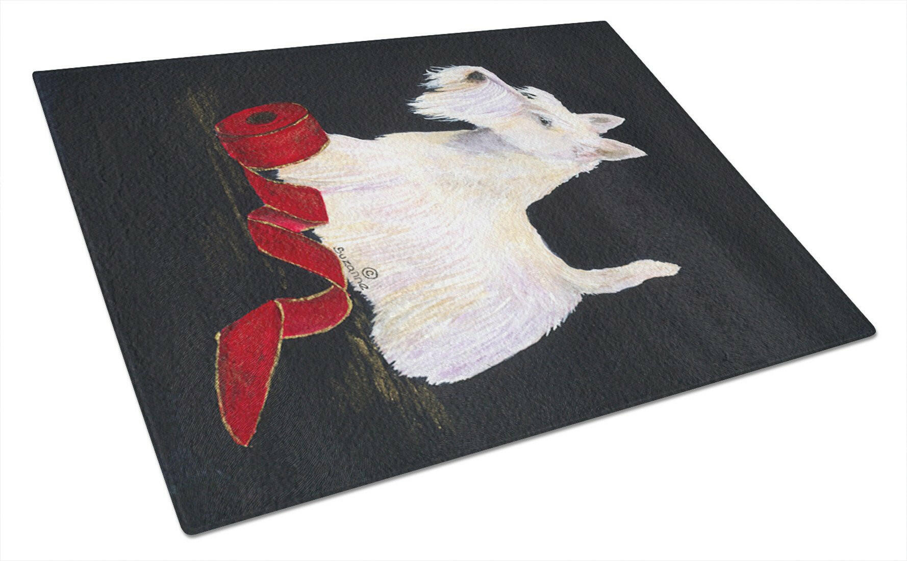 Scottish Terrier Cutting Board Tempered Glass Kitchen Cutting Surface, Heat Resistant Chopping, Non-Slip Feet, Food Prep & Serving