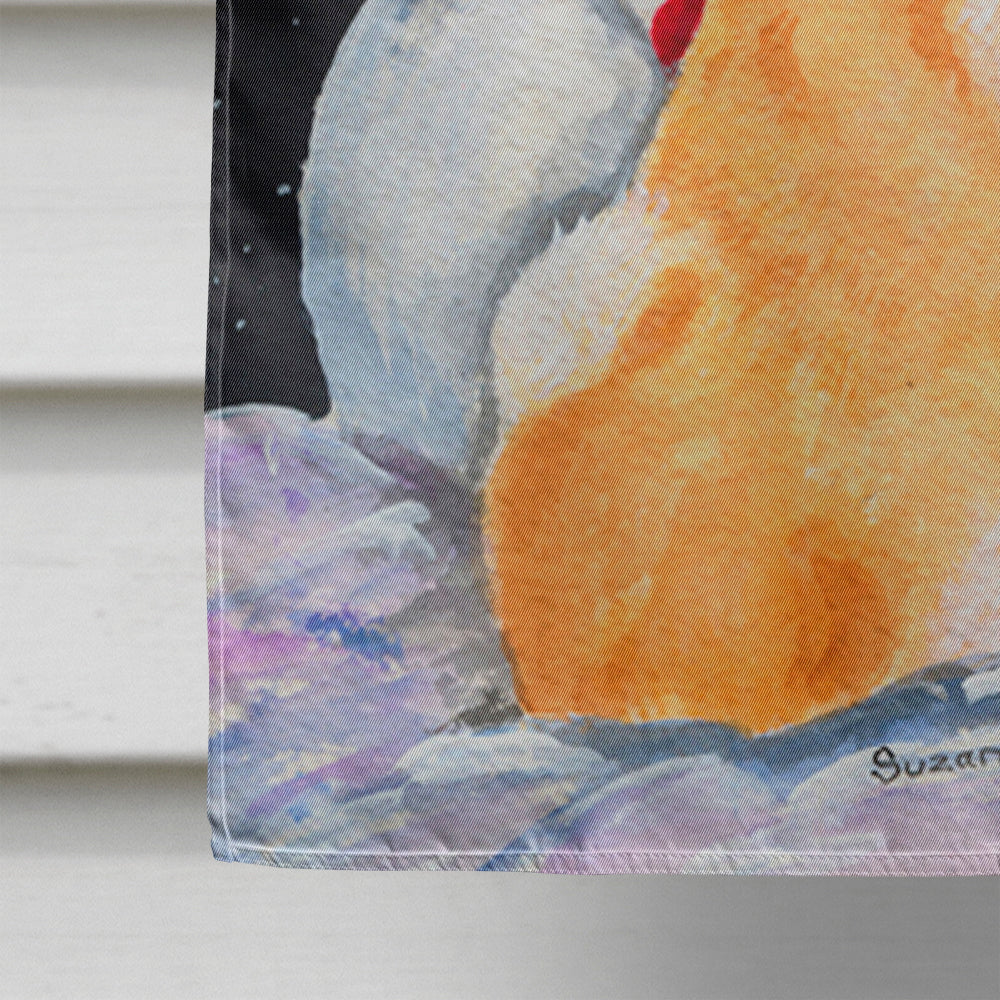 Snowman with Chow Chow House Flag 28x40 Porch Sleeve Pole Decorative Outside Yard Banner Artwork Wall Hanging, Polyester