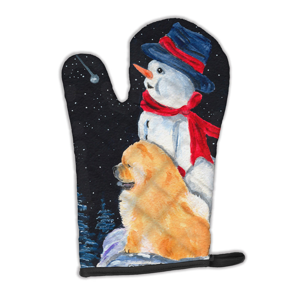 Snowman with Chow Chow Oven Mitt Heat Resistant Thick Oven Mitt for Hot Pans and Oven, Kitchen Mitt Protect Hands, Cooking Baking Glove