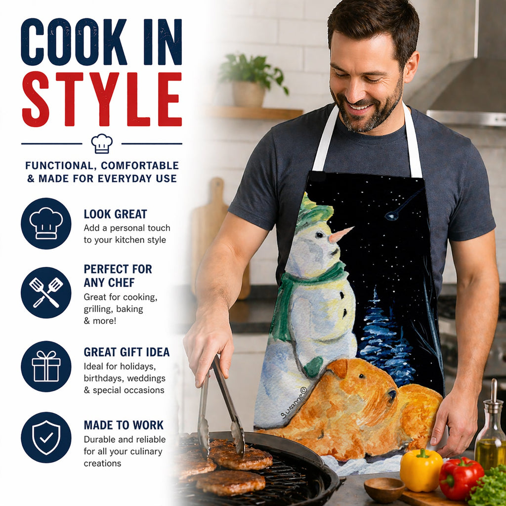 Snowman with Lakeland Terrier Apron Cooking Kitchen Server Baking Crafts Gardening for Adult Women Men, Unisex, Large, Multicolor
