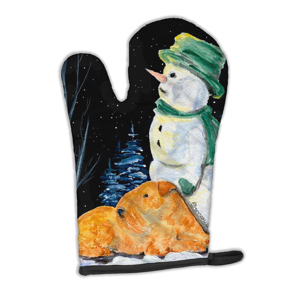 Snowman with Lakeland Terrier Oven Mitt Heat Resistant Thick Oven Mitt for Hot Pans and Oven, Kitchen Mitt Protect Hands, Cooking Baking Glove