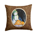 Snowman with Lakeland Terrier Decorative Throw Pillow 14x14 Indoor Outdoor Accent Cushion, Fabric Cover with Insert for Sofa, Bed, Porch & Living Room