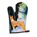 Snowman with Basenji Oven Mitt Heat Resistant Thick Oven Mitt for Hot Pans and Oven, Kitchen Mitt Protect Hands, Cooking Baking Glove
