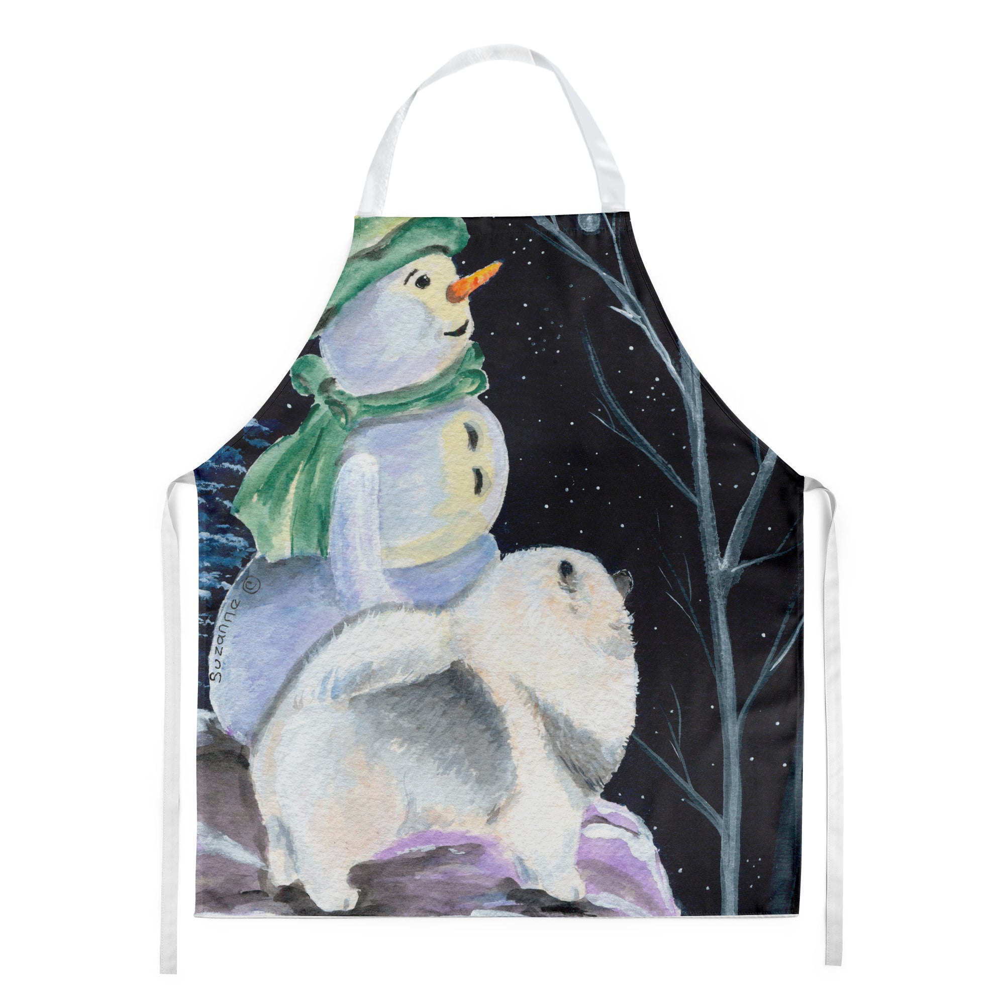 Snowman with Keeshond Apron Cooking Kitchen Server Baking Crafts Gardening for Adult Women Men, Unisex, Large, Multicolor
