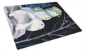 Snowman with Keeshond Cutting Board Tempered Glass Kitchen Cutting Surface, Heat Resistant Chopping, Non-Slip Feet, Food Prep & Serving