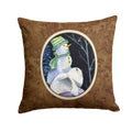 Snowman with Keeshond Decorative Throw Pillow 14x14 Indoor Outdoor Accent Cushion, Fabric Cover with Insert for Sofa, Bed, Porch & Living Room