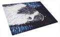 Starry Night Border Collie Cutting Board Tempered Glass Kitchen Cutting Surface, Heat Resistant Chopping, Non-Slip Feet, Food Prep & Serving