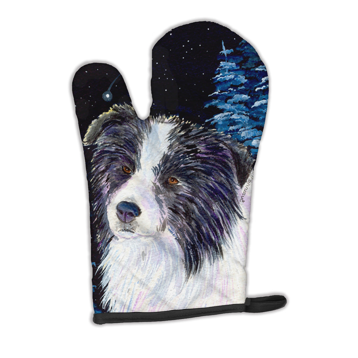 Starry Night Border Collie Oven Mitt Heat Resistant Thick Oven Mitt for Hot Pans and Oven, Kitchen Mitt Protect Hands, Cooking Baking Glove