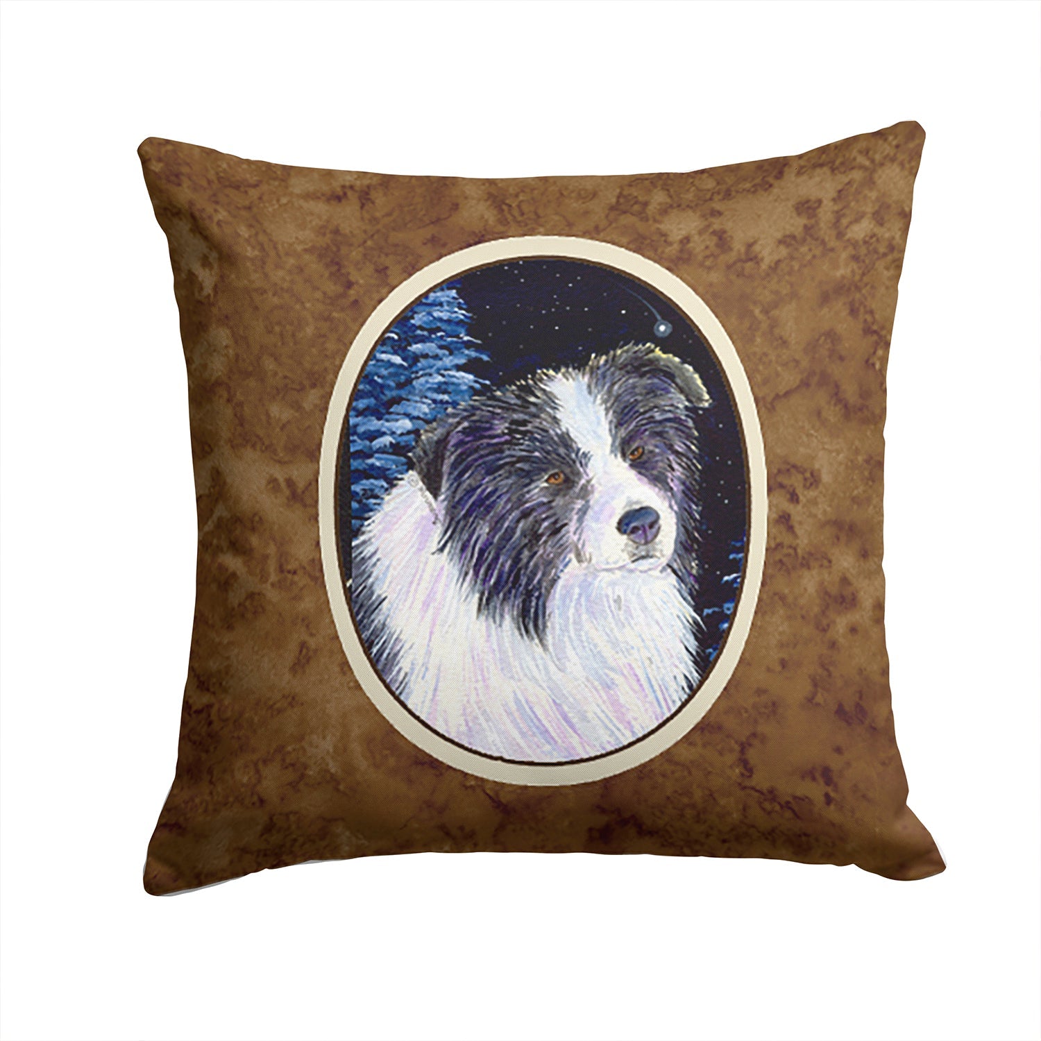 Starry Night Border Collie Decorative Throw Pillow 14x14 Indoor Outdoor Accent Cushion, Fabric Cover with Insert for Sofa, Bed, Porch & Living Room