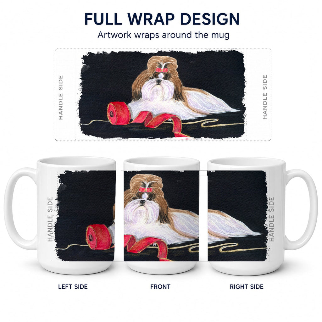 Shih Tzu Ceramic Coffee Mug 15 oz Decorative Large C Handle Mug Cup for Tea, Cocoa Hot Chocolate