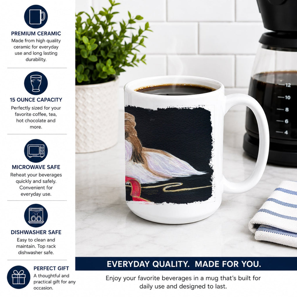 Shih Tzu Ceramic Coffee Mug 15 oz Decorative Large C Handle Mug Cup for Tea, Cocoa Hot Chocolate