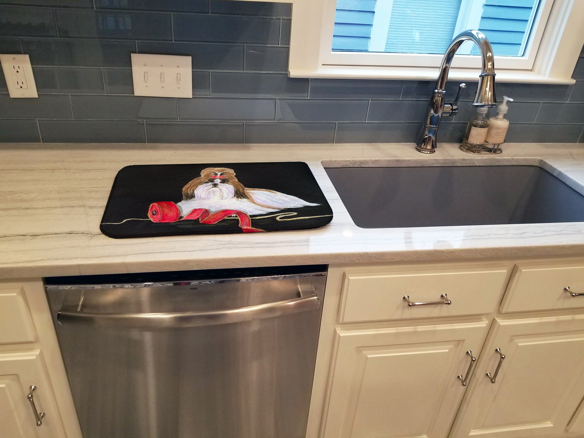 Shih Tzu Dish Drying Mat Absorbent Dish Drying Mat Pad for Kitchen Counter Dish Drainer Mat for Countertop, 14 x 21", Multicolor