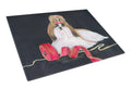 Shih Tzu Cutting Board Tempered Glass Kitchen Cutting Surface, Heat Resistant Chopping, Non-Slip Feet, Food Prep & Serving