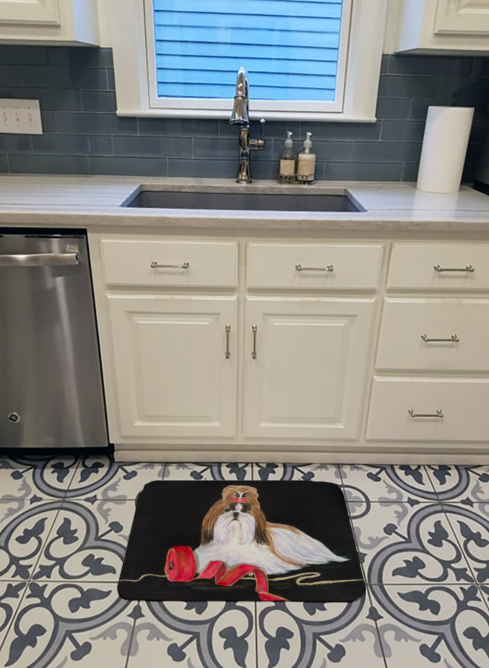 Shih Tzu Memory Foam Kitchen Mat Machine Washable Anti-Fatigue Cushion Comfort Bath or Kitchen Rug