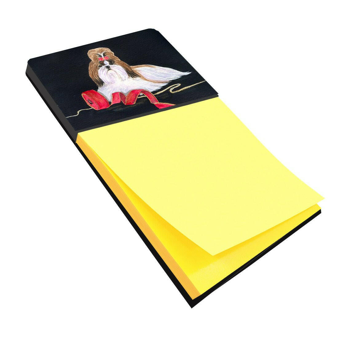 Shih Tzu Watercolor Sticky Note Holder Refillable Dispenser Desk Accessory 3x3 Pad Gift