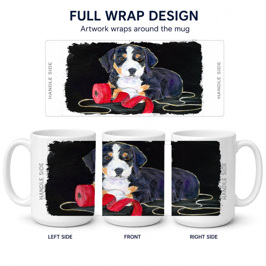 Entlebucher Mountain Dog Ceramic Coffee Mug 15 oz Decorative Large C Handle Mug Cup for Tea, Cocoa Hot Chocolate