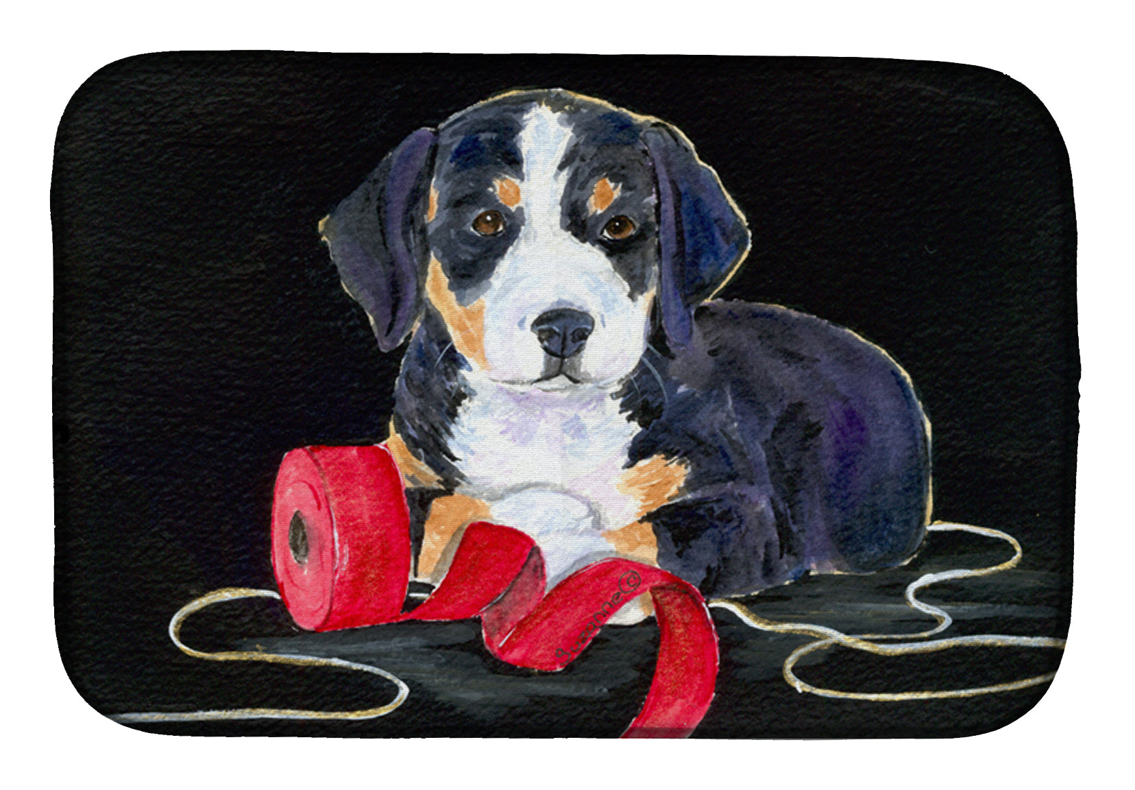 Entlebucher Mountain Dog Dish Drying Mat Absorbent Dish Drying Mat Pad for Kitchen Counter Dish Drainer Mat for Countertop, 14 x 21", Multicolor