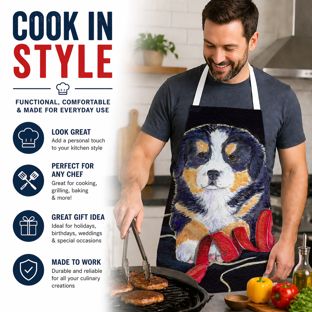 Bernese Mountain Dog Apron Cooking Kitchen Server Baking Crafts Gardening for Adult Women Men, Unisex, Large, Multicolor