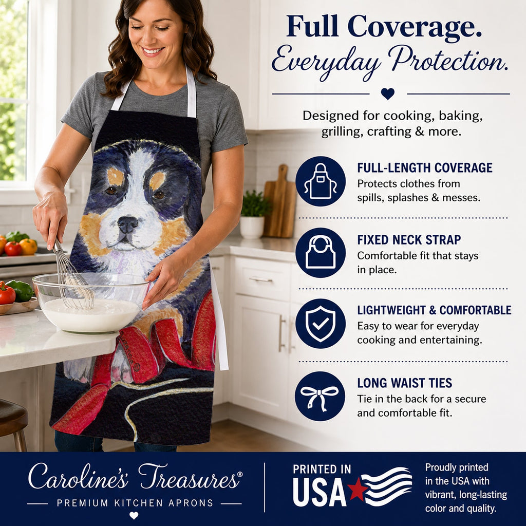 Bernese Mountain Dog Apron Cooking Kitchen Server Baking Crafts Gardening for Adult Women Men, Unisex, Large, Multicolor