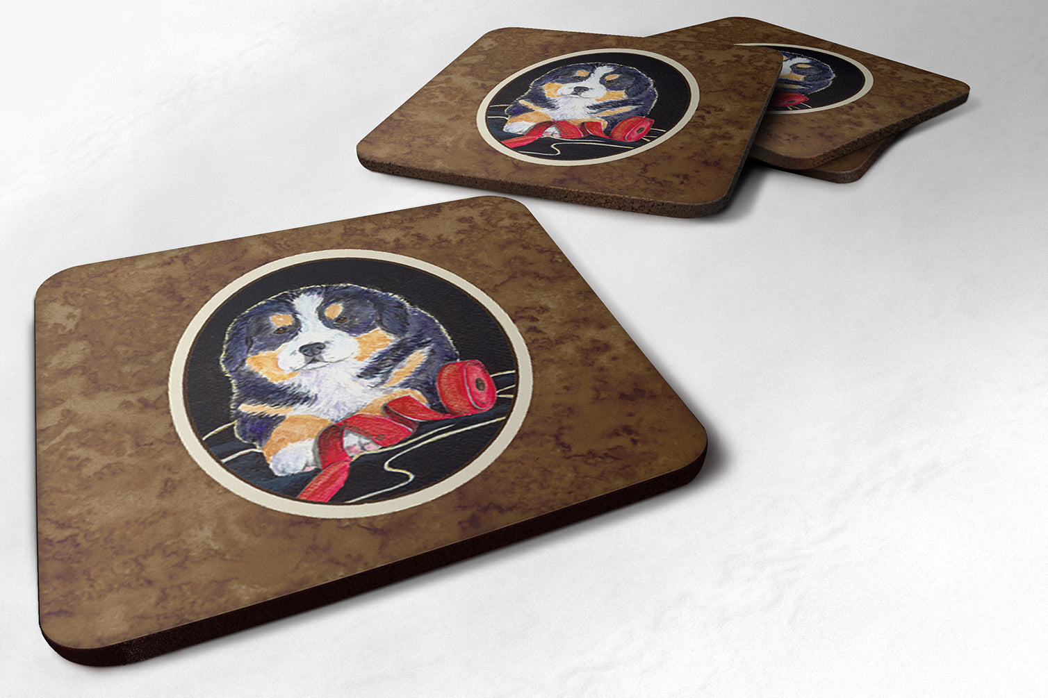 Bernese Mountain Dog Foam Coasters Set of 4 Cup Coasters for Indoor Outdoor, Tabletop Protection, Anti Slip, Mouse pad Material