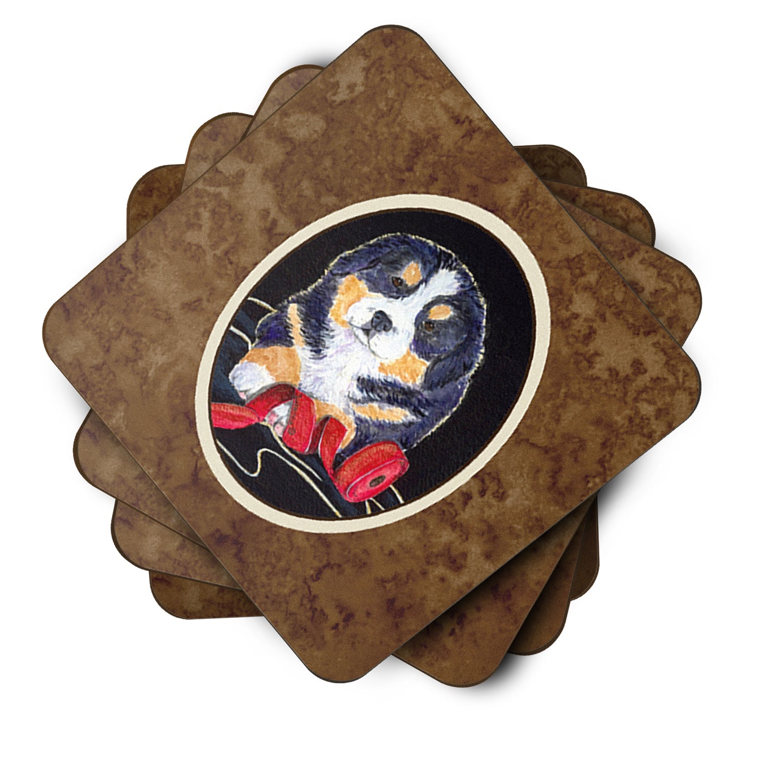 Bernese Mountain Dog Foam Coasters Set of 4 Cup Coasters for Indoor Outdoor, Tabletop Protection, Anti Slip, Mouse pad Material