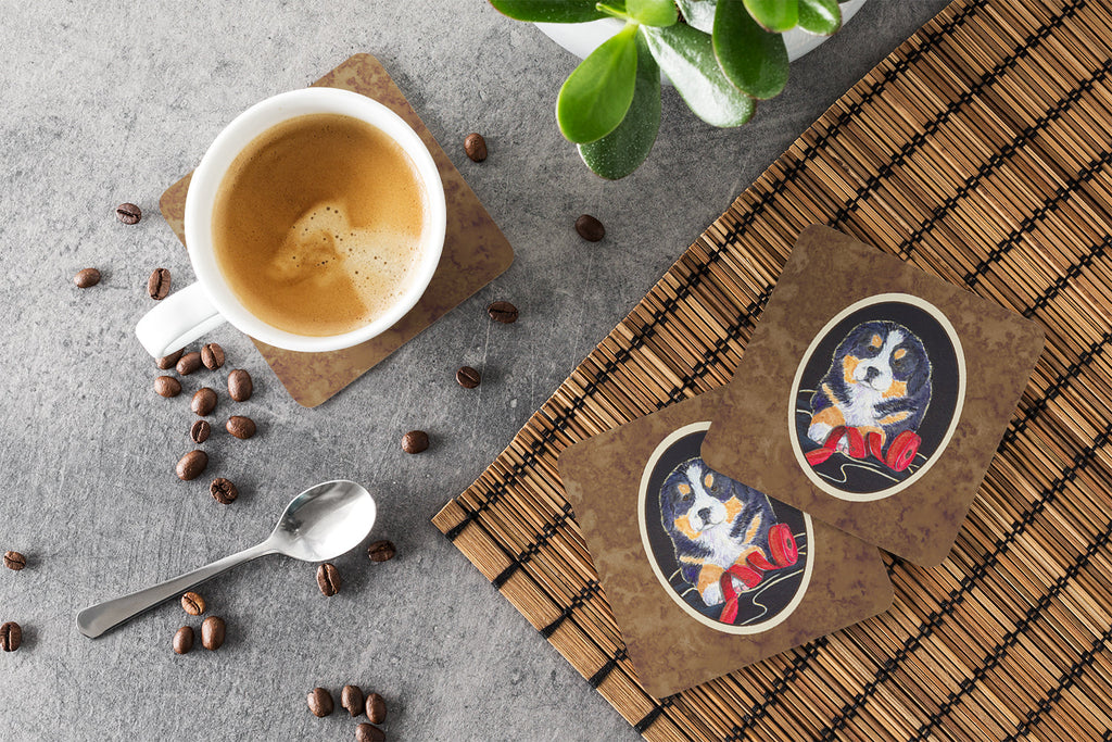 Bernese Mountain Dog Foam Coasters Set of 4 Cup Coasters for Indoor Outdoor, Tabletop Protection, Anti Slip, Mouse pad Material