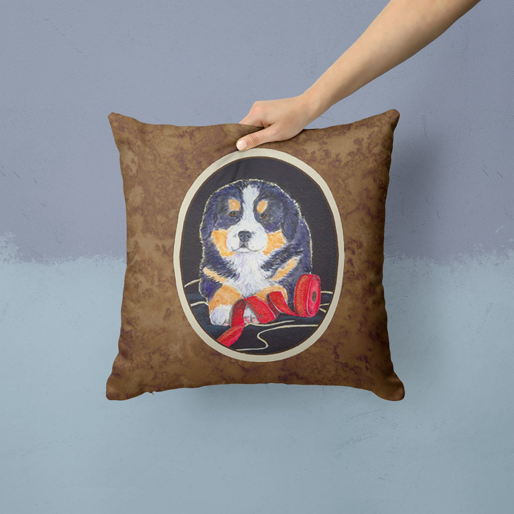Bernese Mountain Dog Decorative Throw Pillow 14x14 Indoor Outdoor Accent Cushion, Fabric Cover with Insert for Sofa, Bed, Porch & Living Room