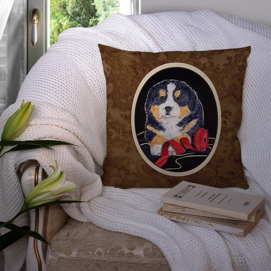 Bernese Mountain Dog Decorative Throw Pillow 14x14 Indoor Outdoor Accent Cushion, Fabric Cover with Insert for Sofa, Bed, Porch & Living Room