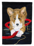Corgi House Flag 28x40 Porch Sleeve Pole Decorative Outside Yard Banner Artwork Wall Hanging, Polyester