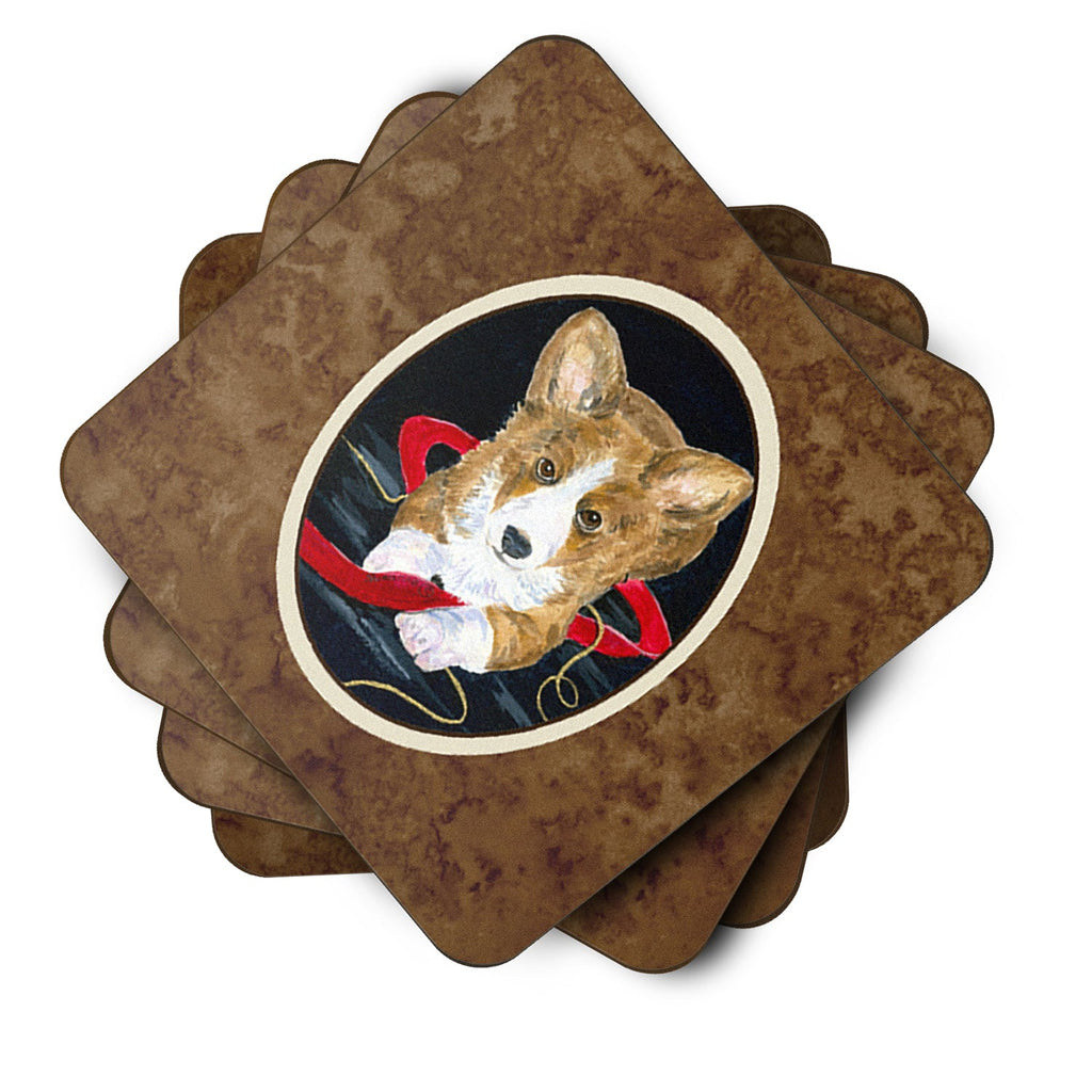 Corgi Foam Coasters Set of 4 Cup Coasters for Indoor Outdoor, Tabletop Protection, Anti Slip, Mouse pad Material