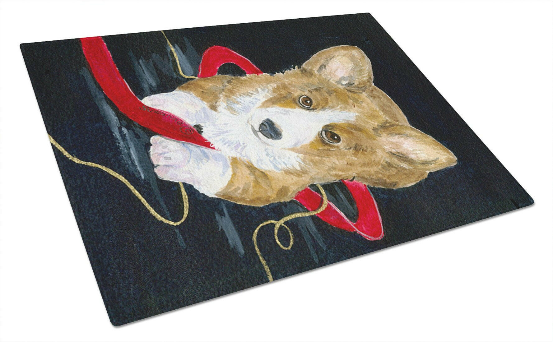 Corgi Cutting Board Tempered Glass Kitchen Cutting Surface, Heat Resistant Chopping, Non-Slip Feet, Food Prep & Serving