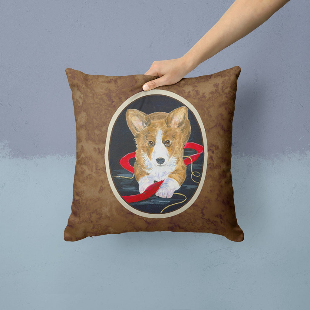 Corgi Decorative Throw Pillow 14x14 Indoor Outdoor Accent Cushion, Fabric Cover with Insert for Sofa, Bed, Porch & Living Room