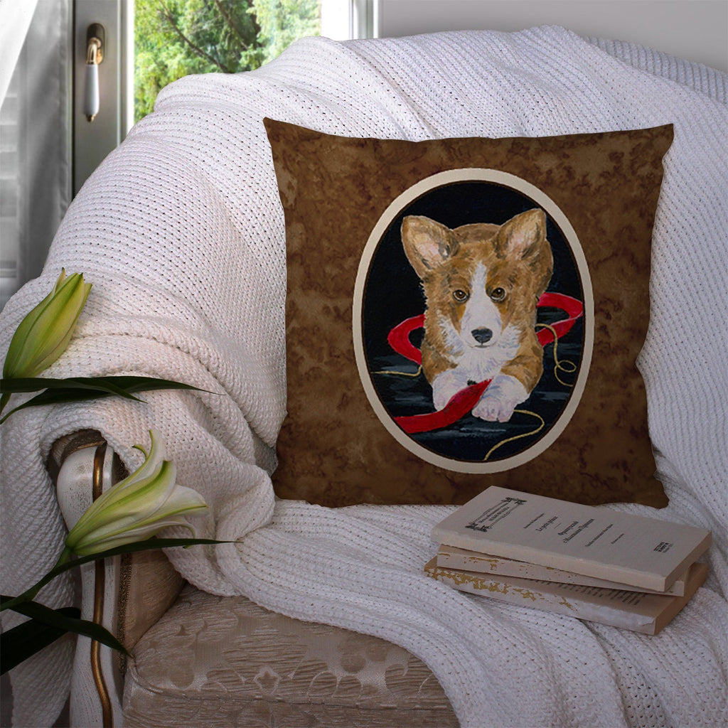 Corgi Decorative Throw Pillow 14x14 Indoor Outdoor Accent Cushion, Fabric Cover with Insert for Sofa, Bed, Porch & Living Room