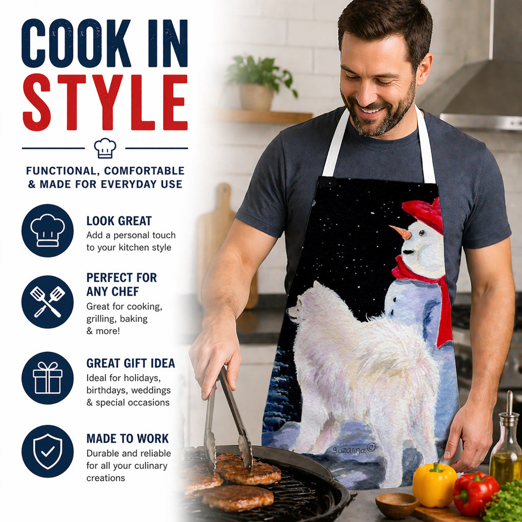 Samoyed Apron Cooking Kitchen Server Baking Crafts Gardening for Adult Women Men, Unisex, Large, Multicolor