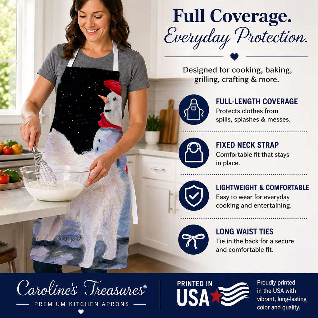 Samoyed Apron Cooking Kitchen Server Baking Crafts Gardening for Adult Women Men, Unisex, Large, Multicolor