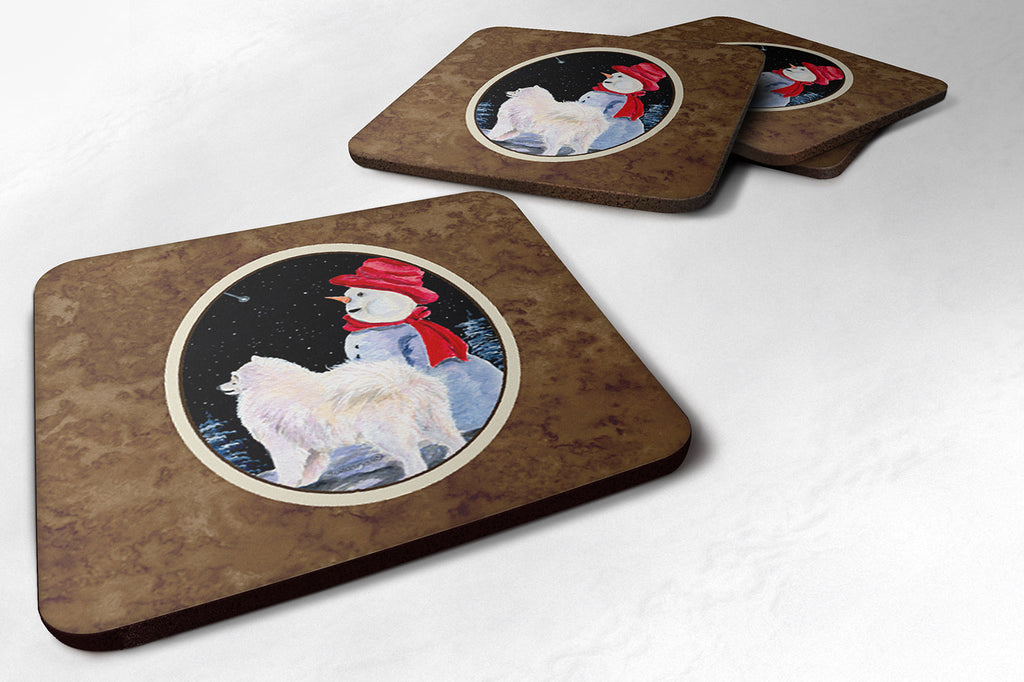 Samoyed Foam Coasters Set of 4 Cup Coasters for Indoor Outdoor, Tabletop Protection, Anti Slip, Mouse pad Material