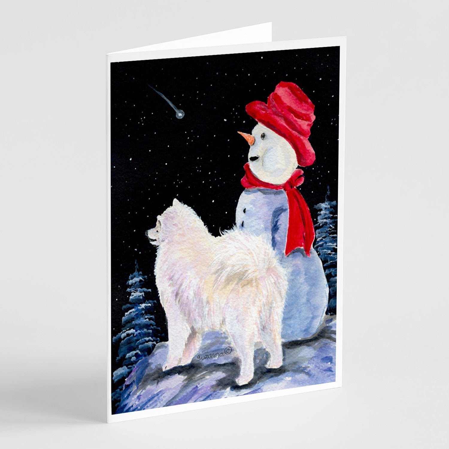 Samoyed Greeting Cards Pack of 8 Blank Cards with Envelopes Whimsical A7 Size 5x7
