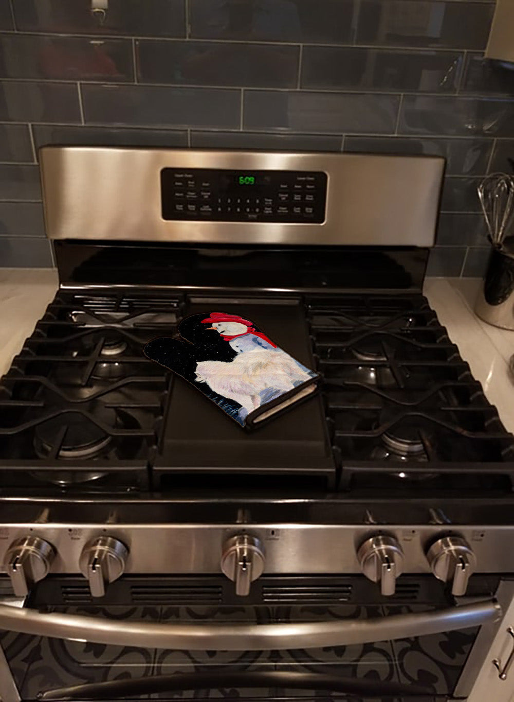 Samoyed Oven Mitt Heat Resistant Thick Oven Mitt for Hot Pans and Oven, Kitchen Mitt Protect Hands, Cooking Baking Glove
